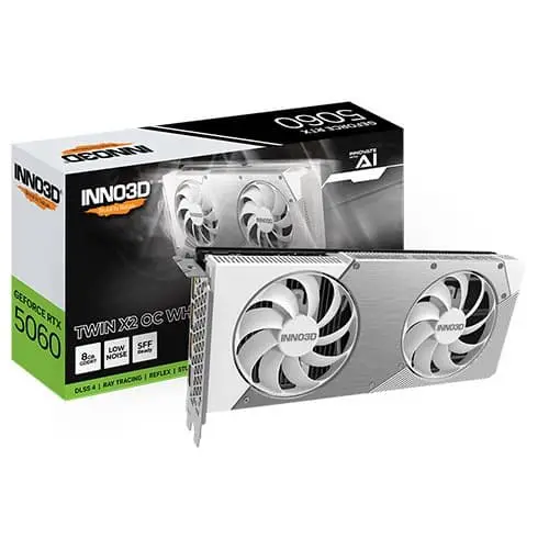 n50602-08d7x-195070w-image-main INNO3D RTX 5060 Twin X2 OC White SFF 8GB GDDR7 Graphics Card